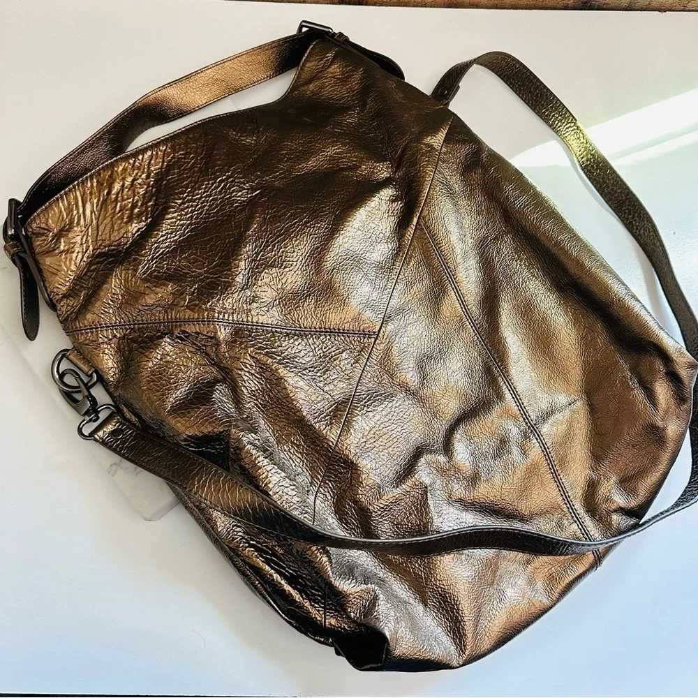 NWOT Hobo International Metallic Bronze Gramercy Gathered Leather Bag